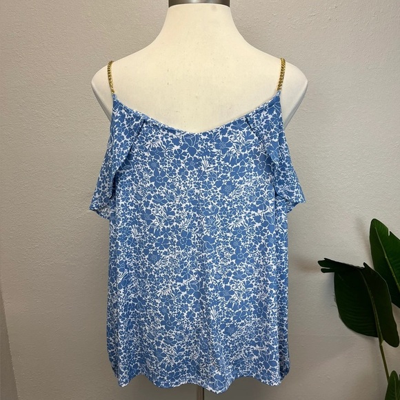 Michael Kors Blue & White Cold Shoulder Top - Size 3X - Picture 3 of 4